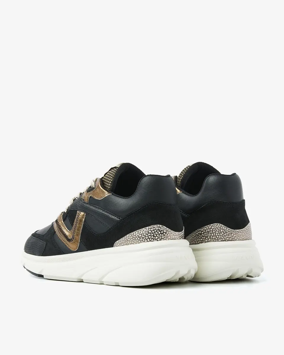 VIA VAI Vic Kyro Sneakers Dames - 38 - Zwart/Goud - afbeelding 4 van 6