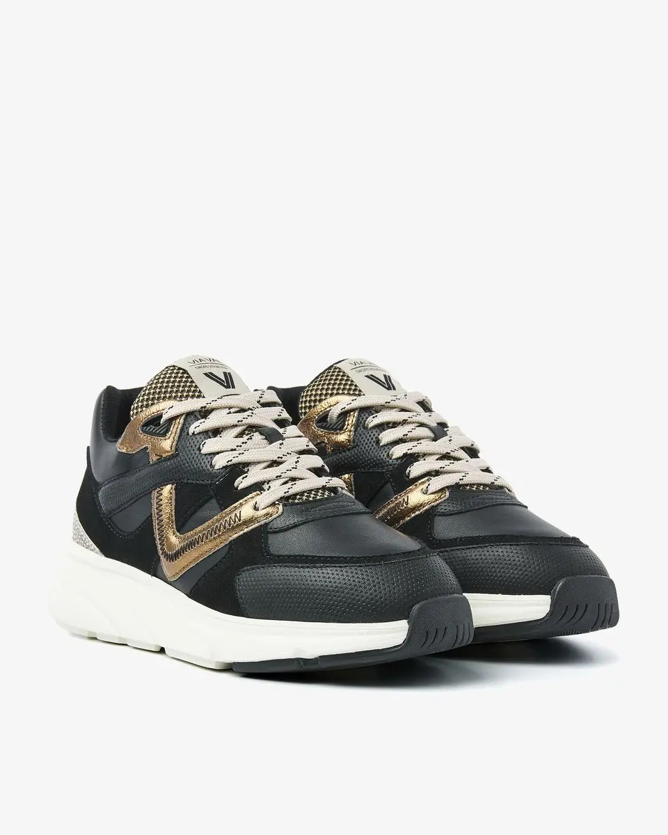 VIA VAI Vic Kyro Sneakers Dames - 38 - Zwart/Goud - afbeelding 2 van 6