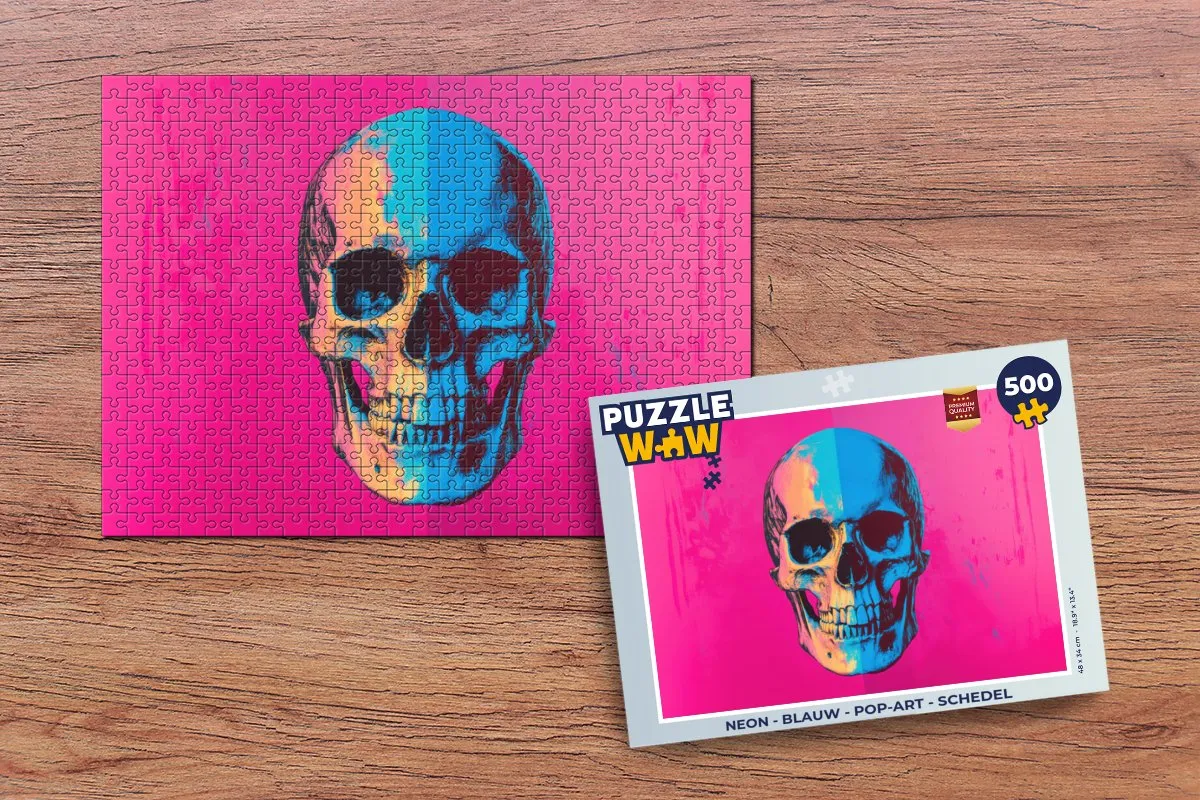 PuzzleWow Neon Schedel Legpuzzel 500 Stuks - MPN 8721406847403