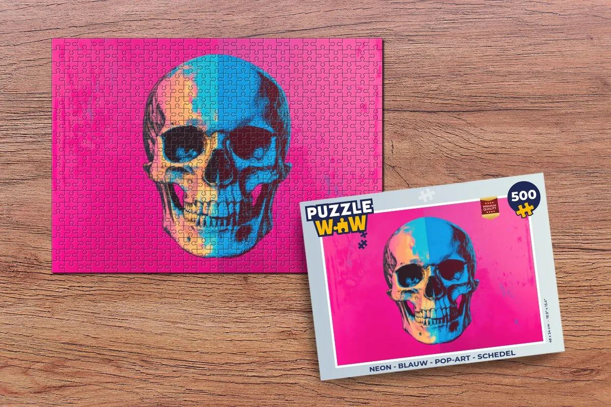 PuzzleWow Neon Schedel Legpuzzel 500 Stuks - MPN 8721406847403