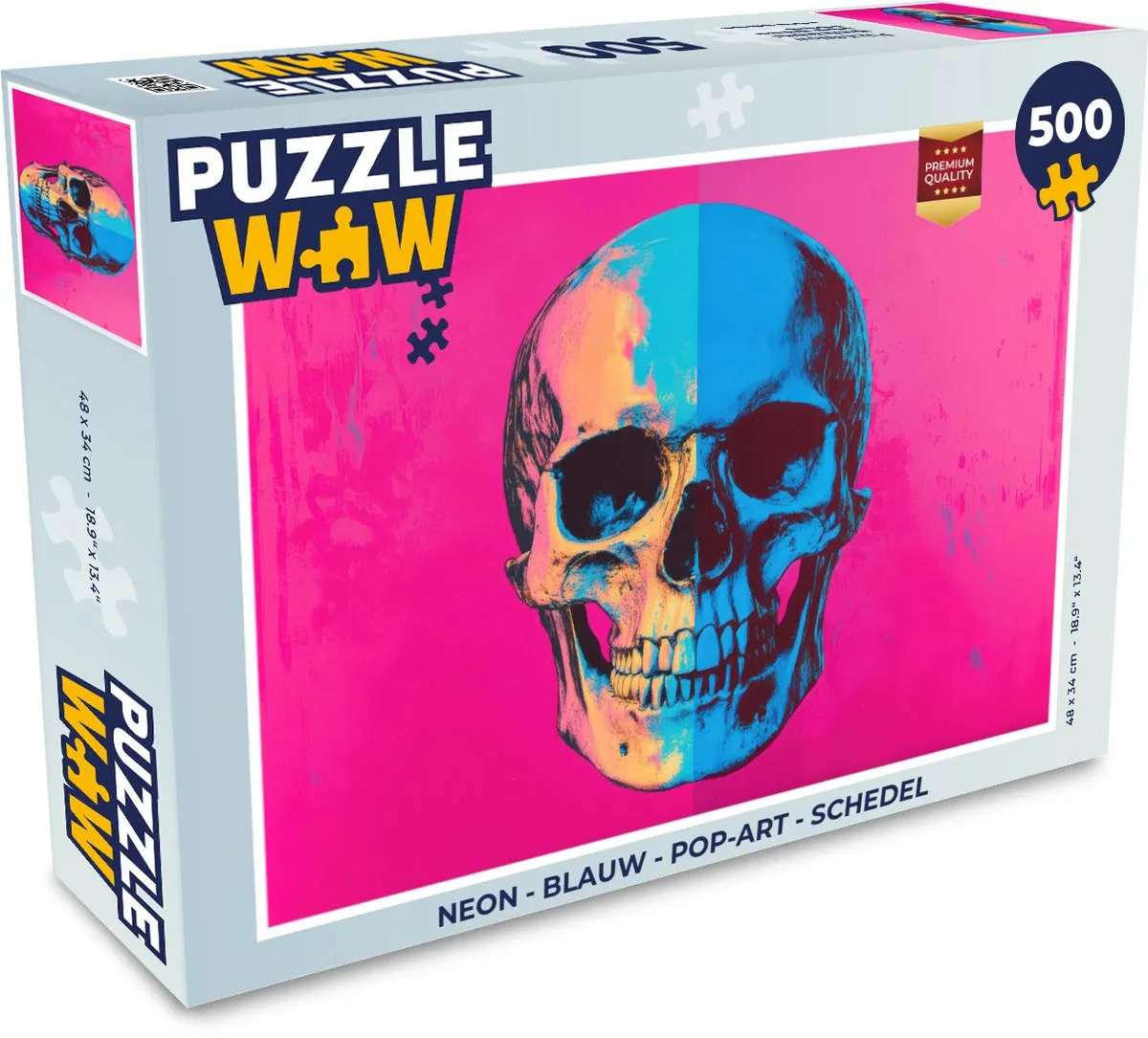 PuzzleWow Neon Schedel Legpuzzel 500 Stuks - MPN 8721406847403