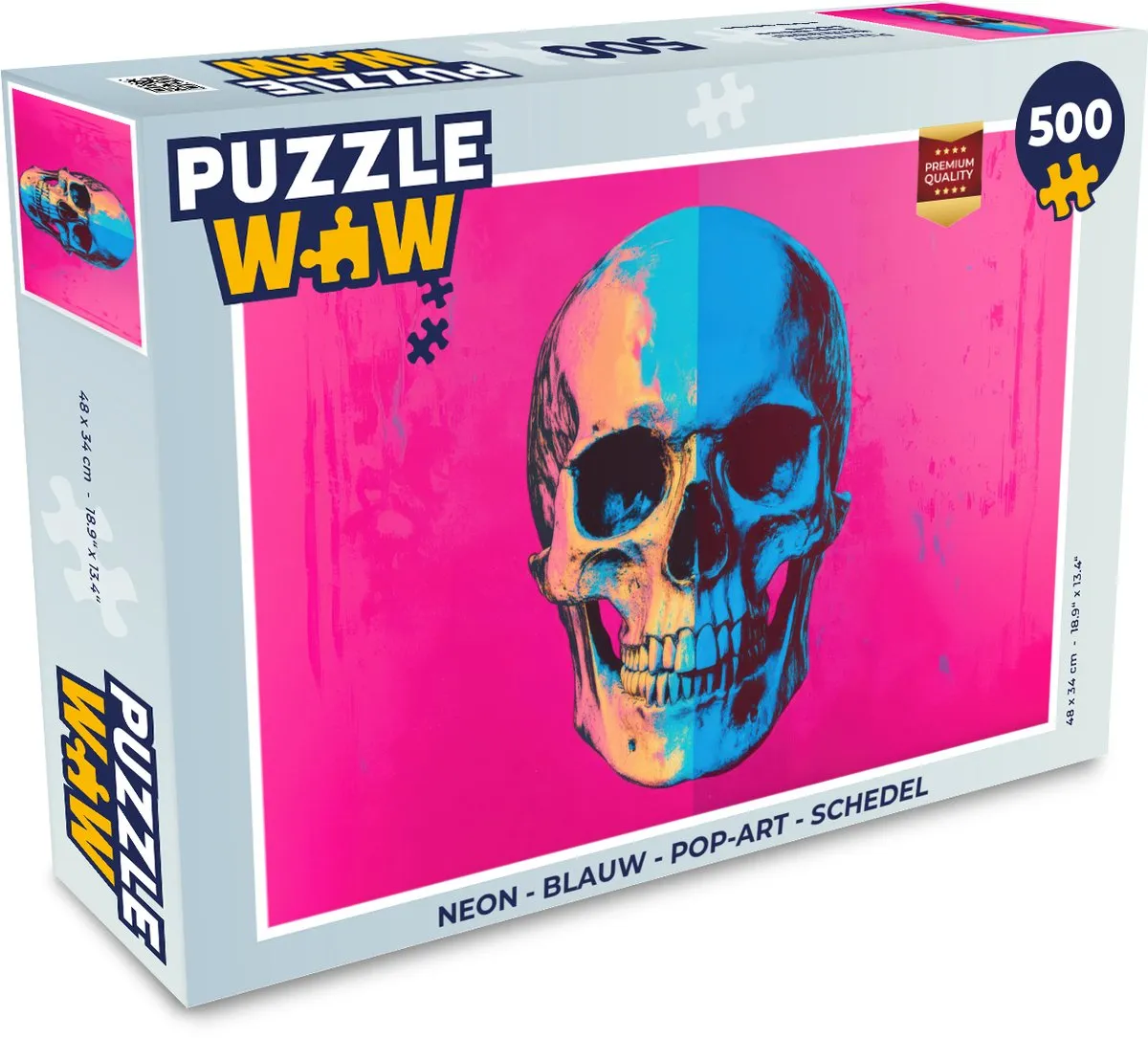 PuzzleWow Neon Schedel Legpuzzel 500 Stuks - MPN 8721406847403