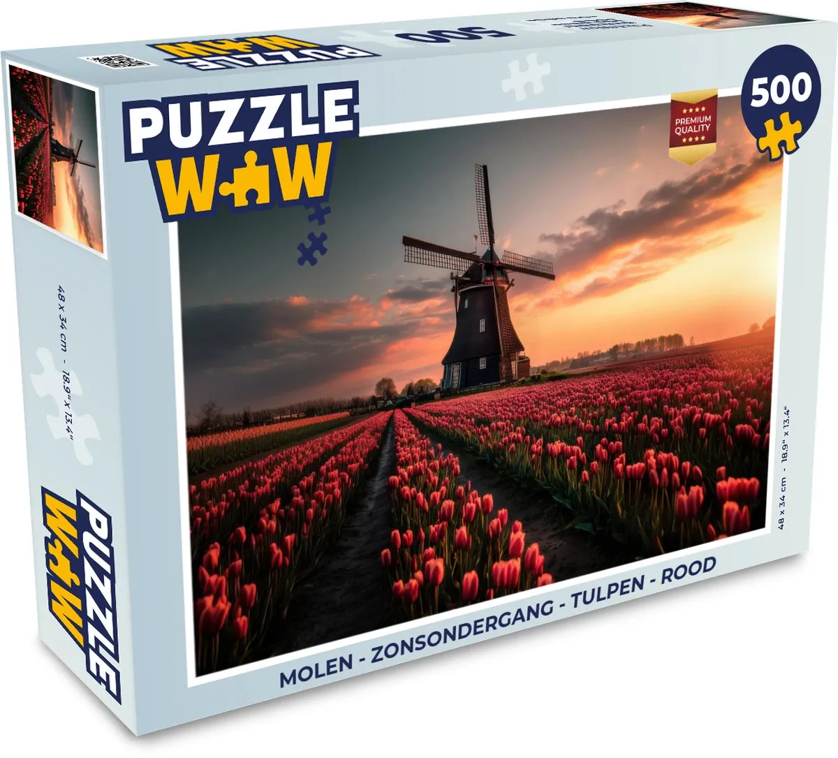 PuzzleWow Zonsondergang Tulpen Legpuzzel 500 Stuks