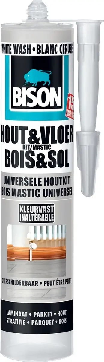 Bison Hout&Vloer white wash koker 300 ml, voor parket, laminaat, planken, kurken