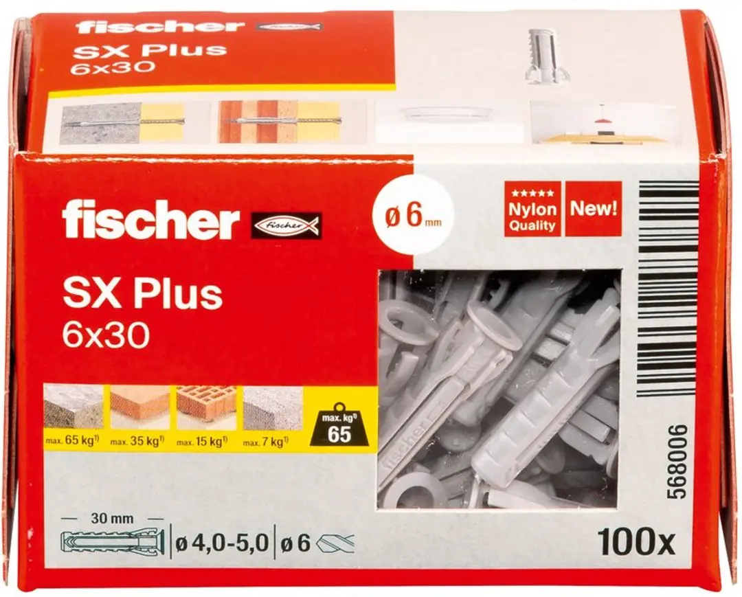 Fischer SX Plus 6x30 Universele Plug - 100 Stuks