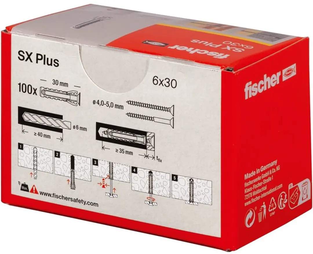 Fischer SX Plus 6x30 Universele Plug - 100 Stuks
