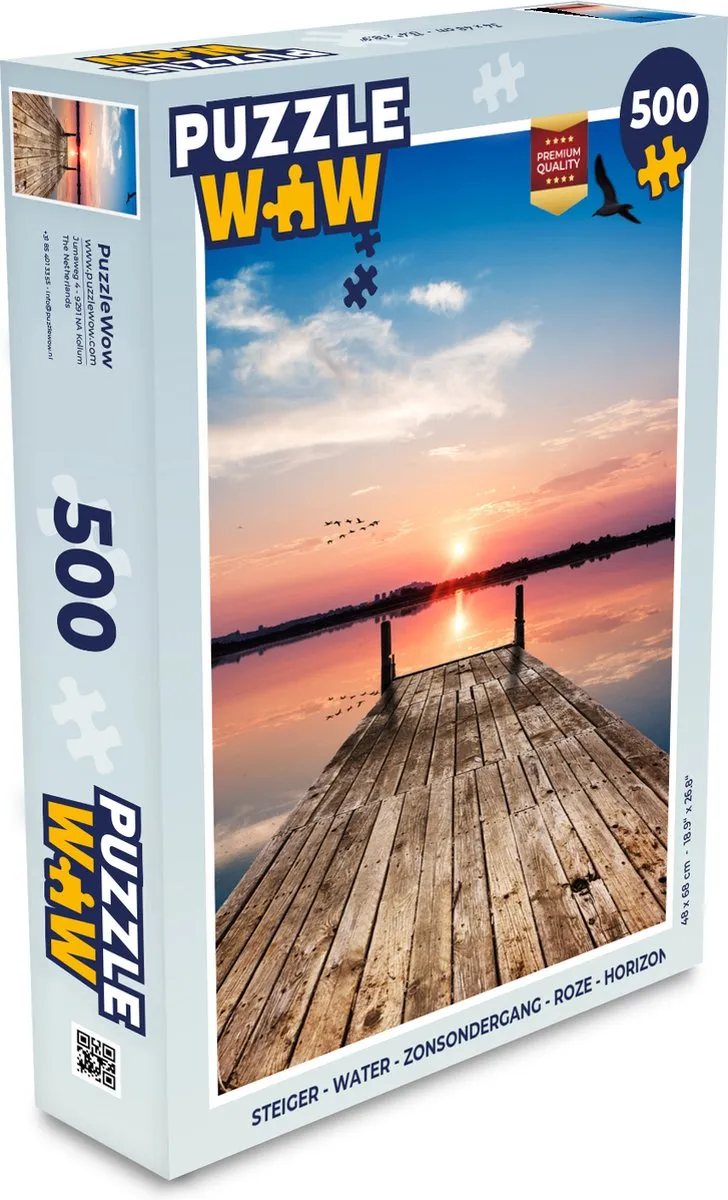 PuzzleWow Steiger Water Zonsondergang Legpuzzel 500 Stuks