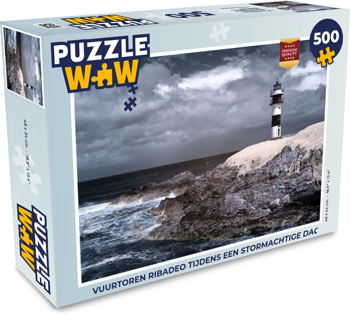 PuzzleWow Vuurtoren Ribadeo Stormachtige Dag Legpuzzel 500 Stuks