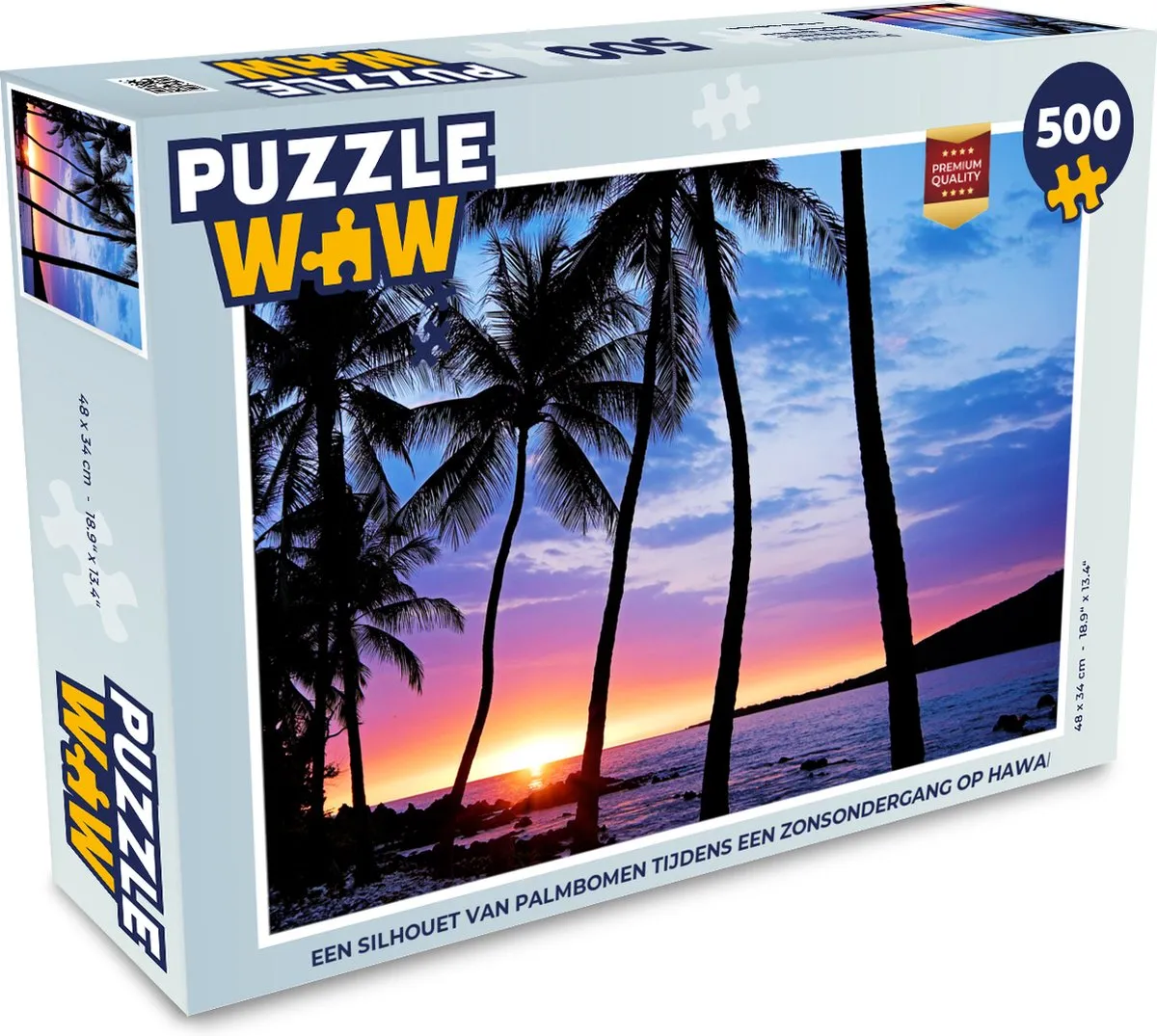 PuzzleWow Legpuzzel Hawaii Zonsondergang 500 Stuks - Multicolor