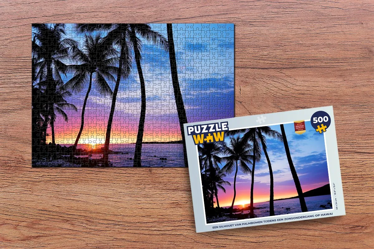 PuzzleWow Legpuzzel Hawaii Zonsondergang 500 Stuks - Multicolor