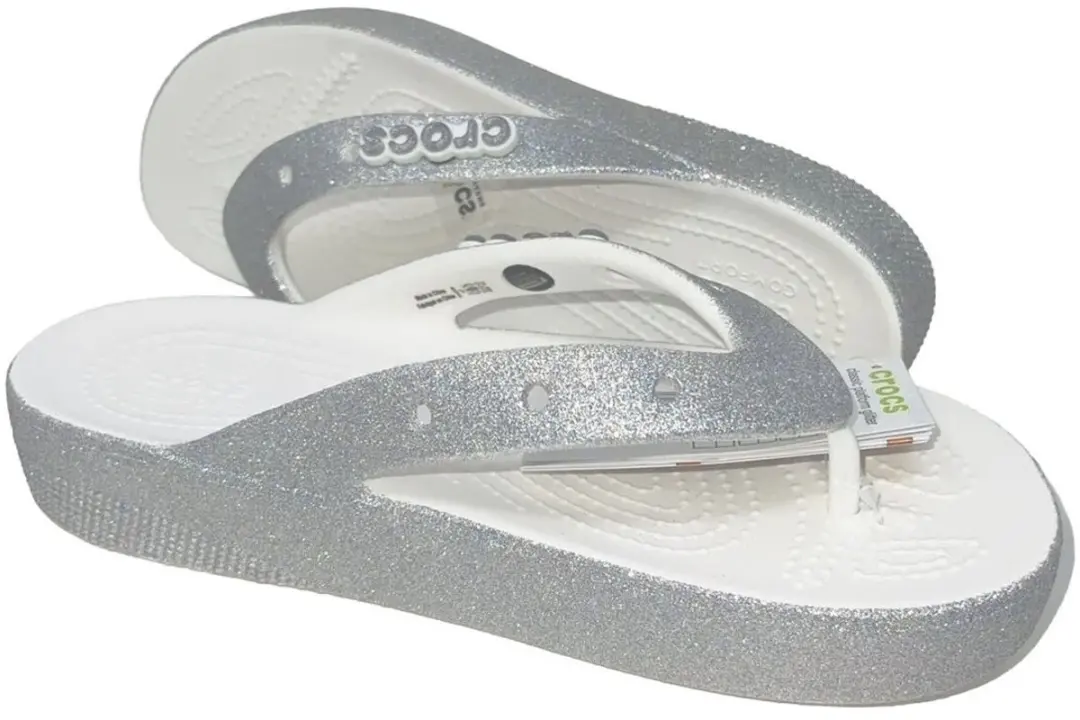 Crocs Classic Platform Glitter Flip Wit 38/39 US W8