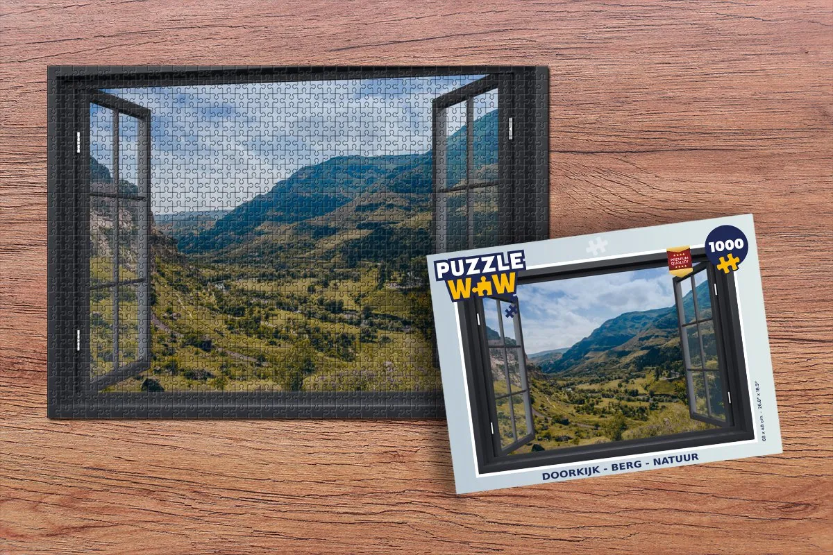 PuzzleWow Doorkijk Berg Natuur Legpuzzel 1000 Stuks - Multicolor