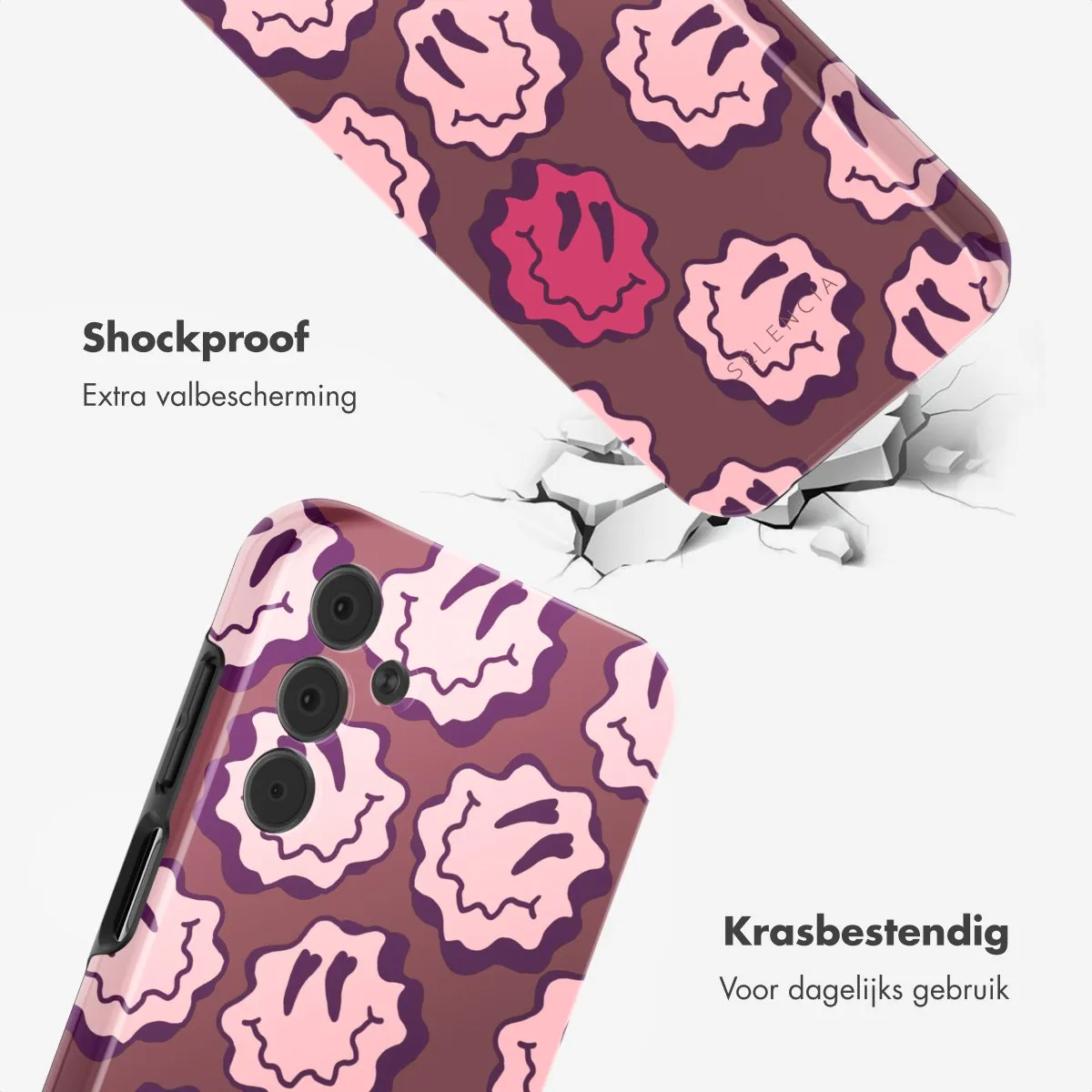 Selencia Hoesje Samsung Galaxy A15 - Wavy Smiley Pink