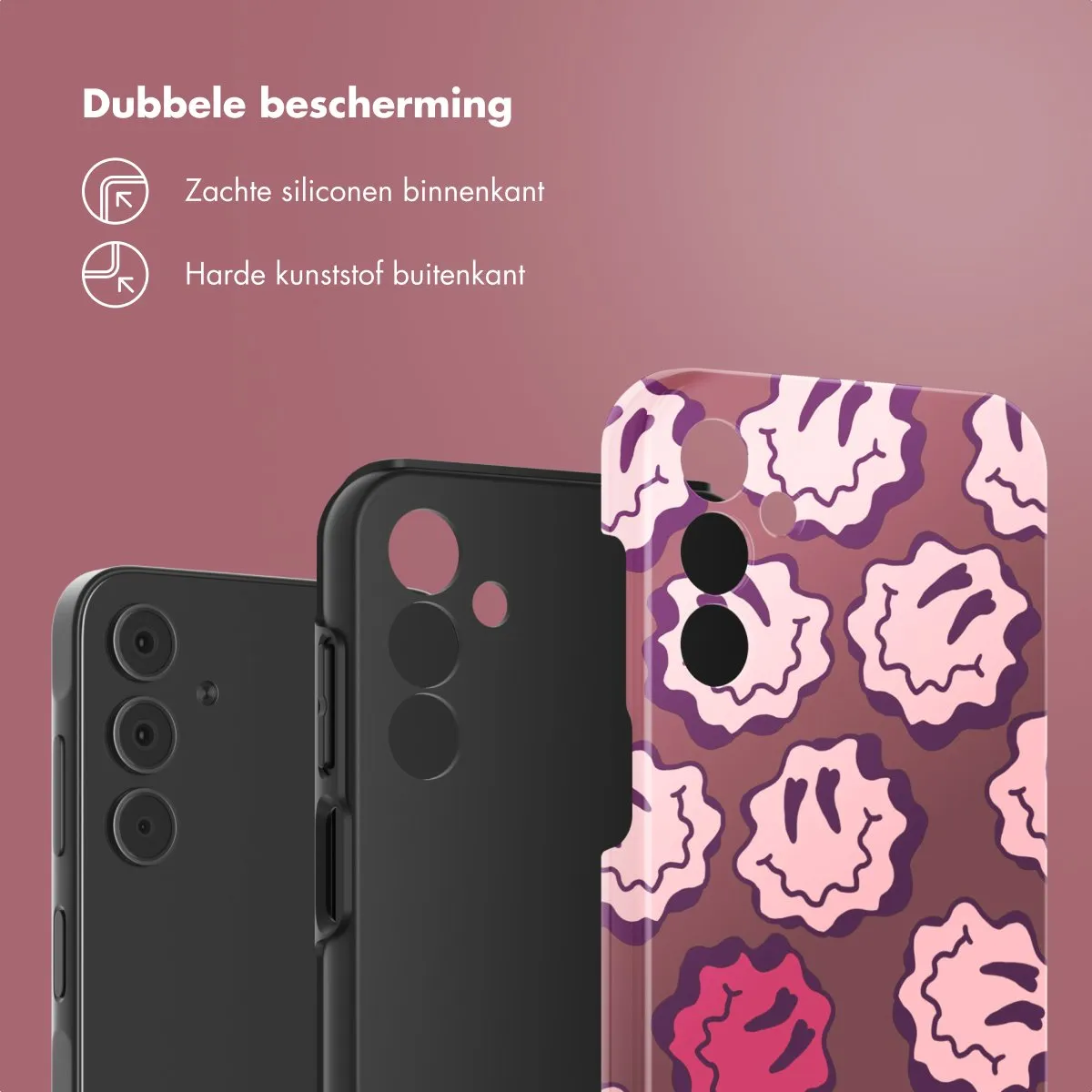 Selencia Hoesje Samsung Galaxy A15 - Wavy Smiley Pink
