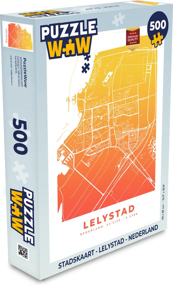 PuzzleWow Stadskaart Lelystad - 500 Stuks - Multicolor
