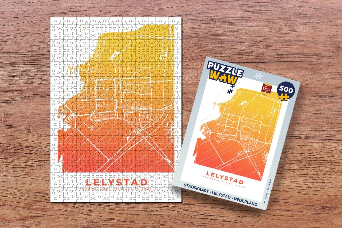 PuzzleWow Stadskaart Lelystad - 500 Stuks - Multicolor