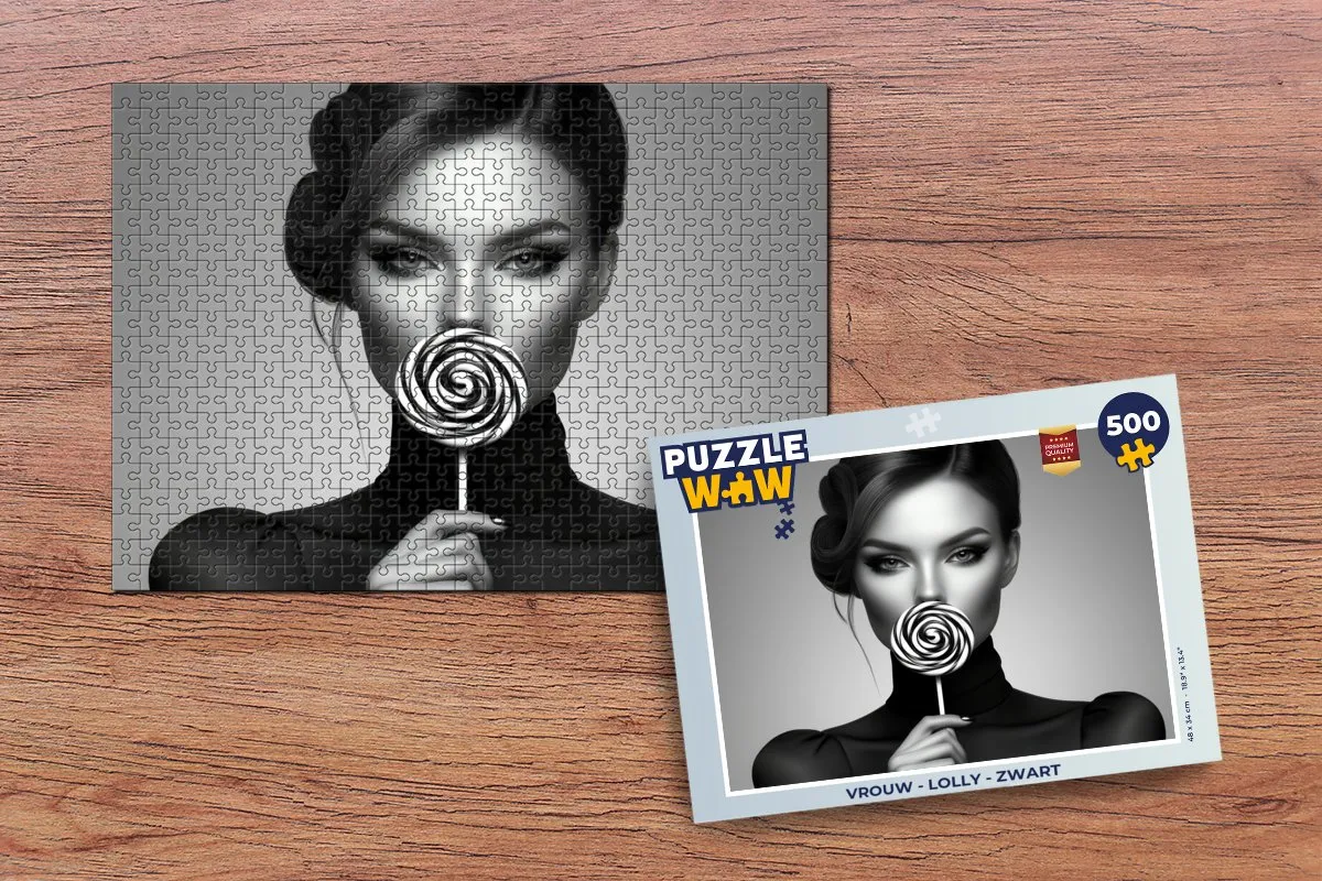 PuzzleWow Lolly Puzzel - 500 Stuks - Zwart
