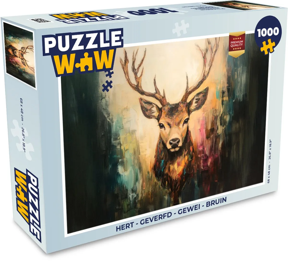 PuzzleWow Hert Gewei Legpuzzel 1000 Stuks - Bruin