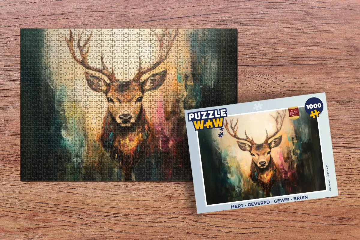 PuzzleWow Hert Gewei Legpuzzel 1000 Stuks - Bruin