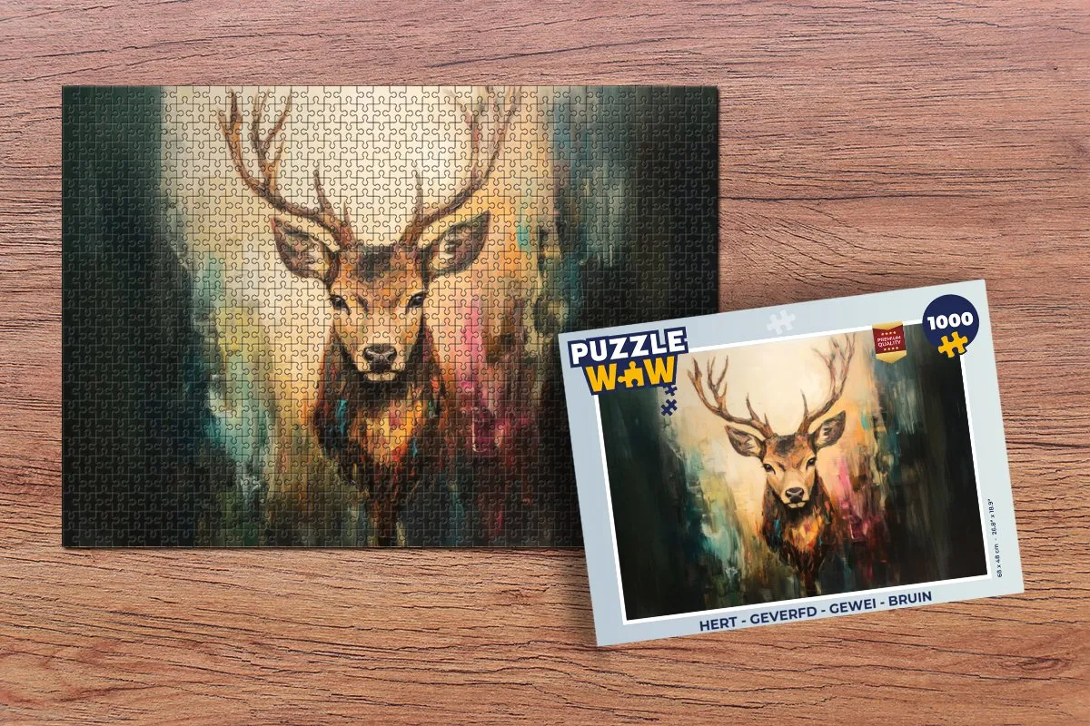 PuzzleWow Hert Gewei Legpuzzel 1000 Stuks - Bruin