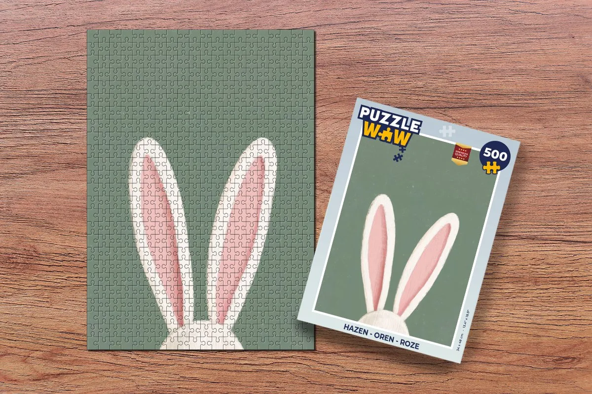 PuzzleWow Hazen Oren Paashaas Legpuzzel 500 Stuks - Groen
