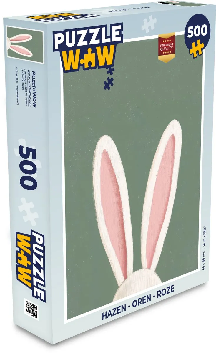 PuzzleWow Hazen Oren Paashaas Legpuzzel 500 Stuks - Groen