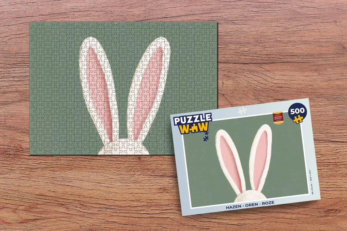 PuzzleWow Hazen Oren Paashaas Legpuzzel 500 Stuks - Groen