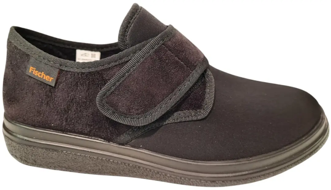 Fischer Unisex Zwarte Pantoffel Met Stretch Diabetisch