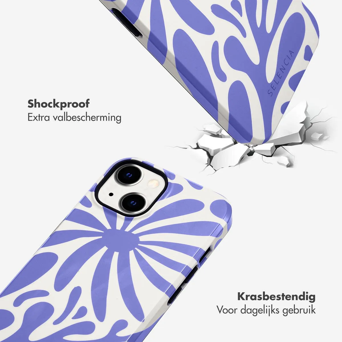 Selencia Hoesje iPhone 14 Modern Bloom Sapphire Blue
