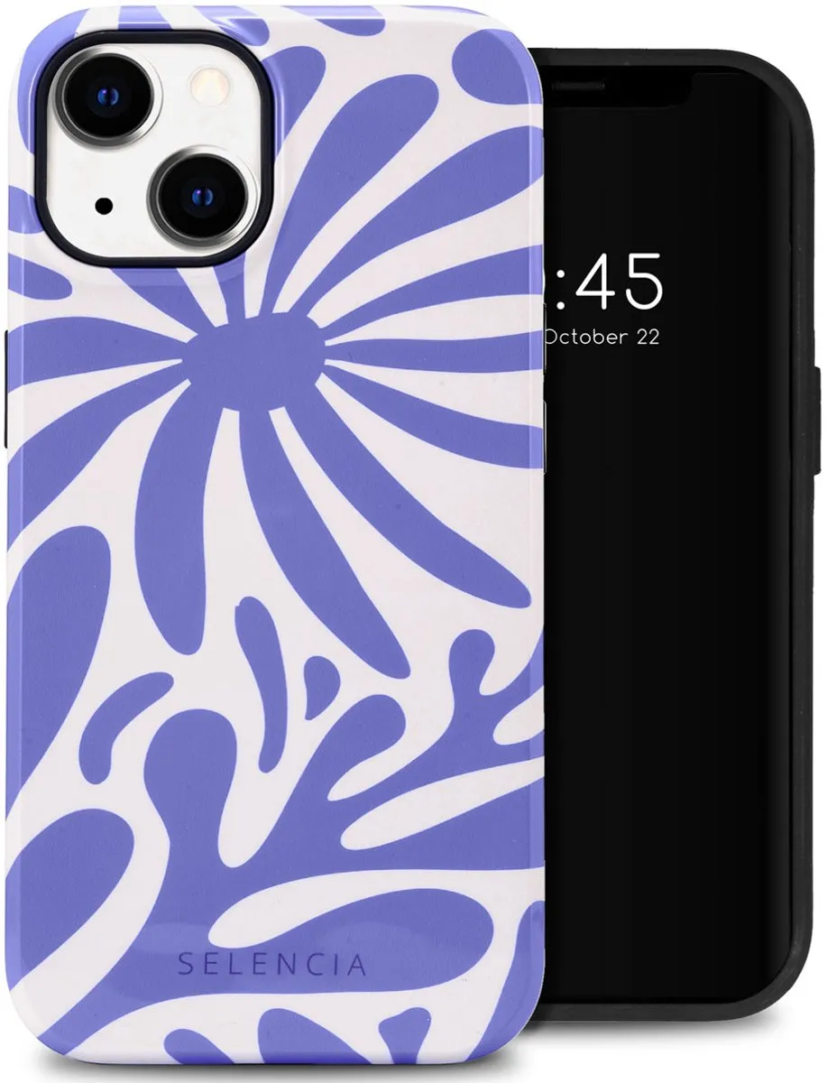 Selencia Hoesje iPhone 14 Modern Bloom Sapphire Blue