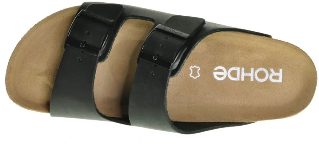 Rohde Slipper Heren 2 Gespen Ergonomisch Voetbed 44 - Zwart - afbeelding 3 van 6