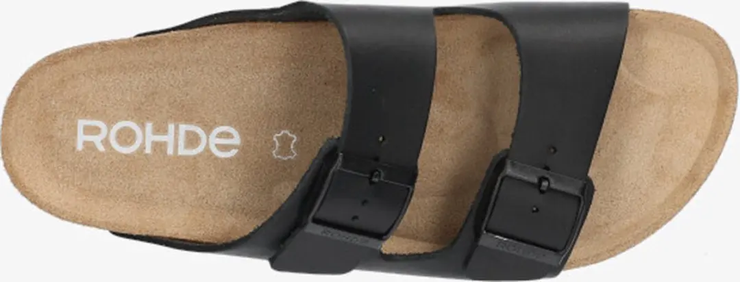 Rohde Slipper Heren 2 Gespen Ergonomisch Voetbed Zwart Maat 44