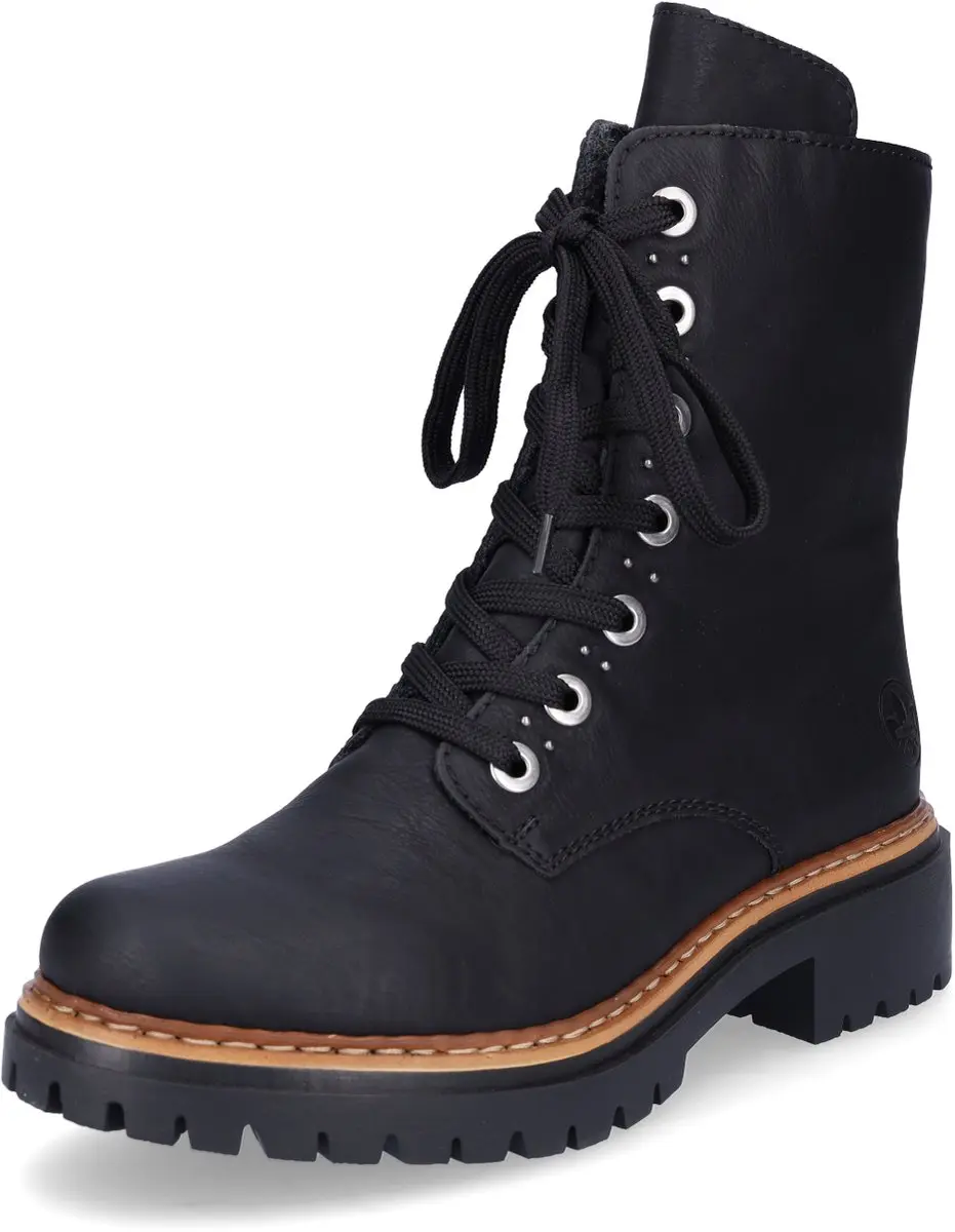 Rieker dames bikerboots enkellaars 72612-00 zwart