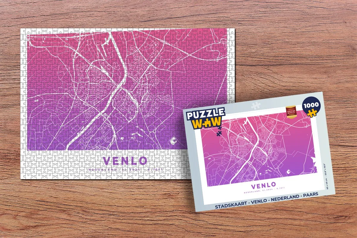 PuzzleWow Stadskaart Venlo Nederland - Legpuzzel 1000 Stuks - Multicolor