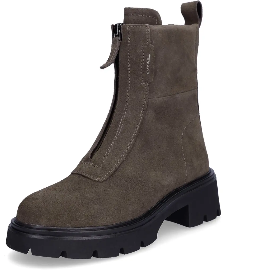 Tamaris dames enkellaarsjes taupe