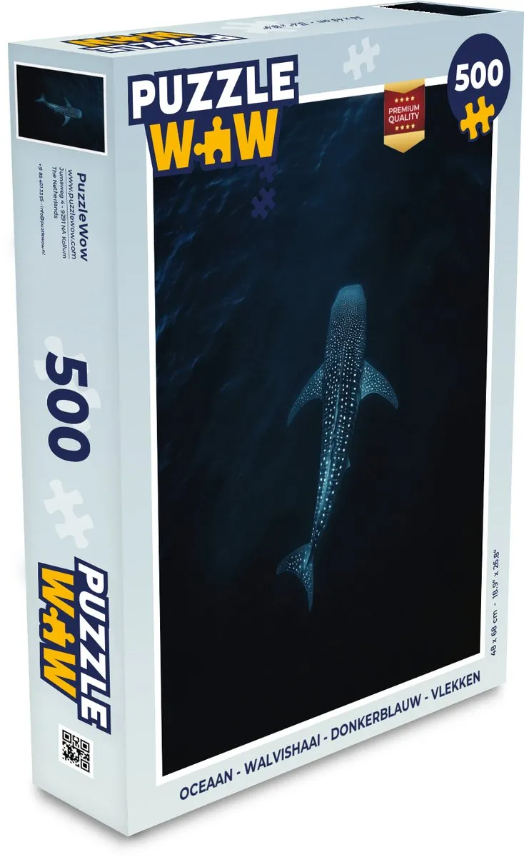 PuzzleWow Walvishaai Legpuzzel 500 Stuks - Donkerblauw