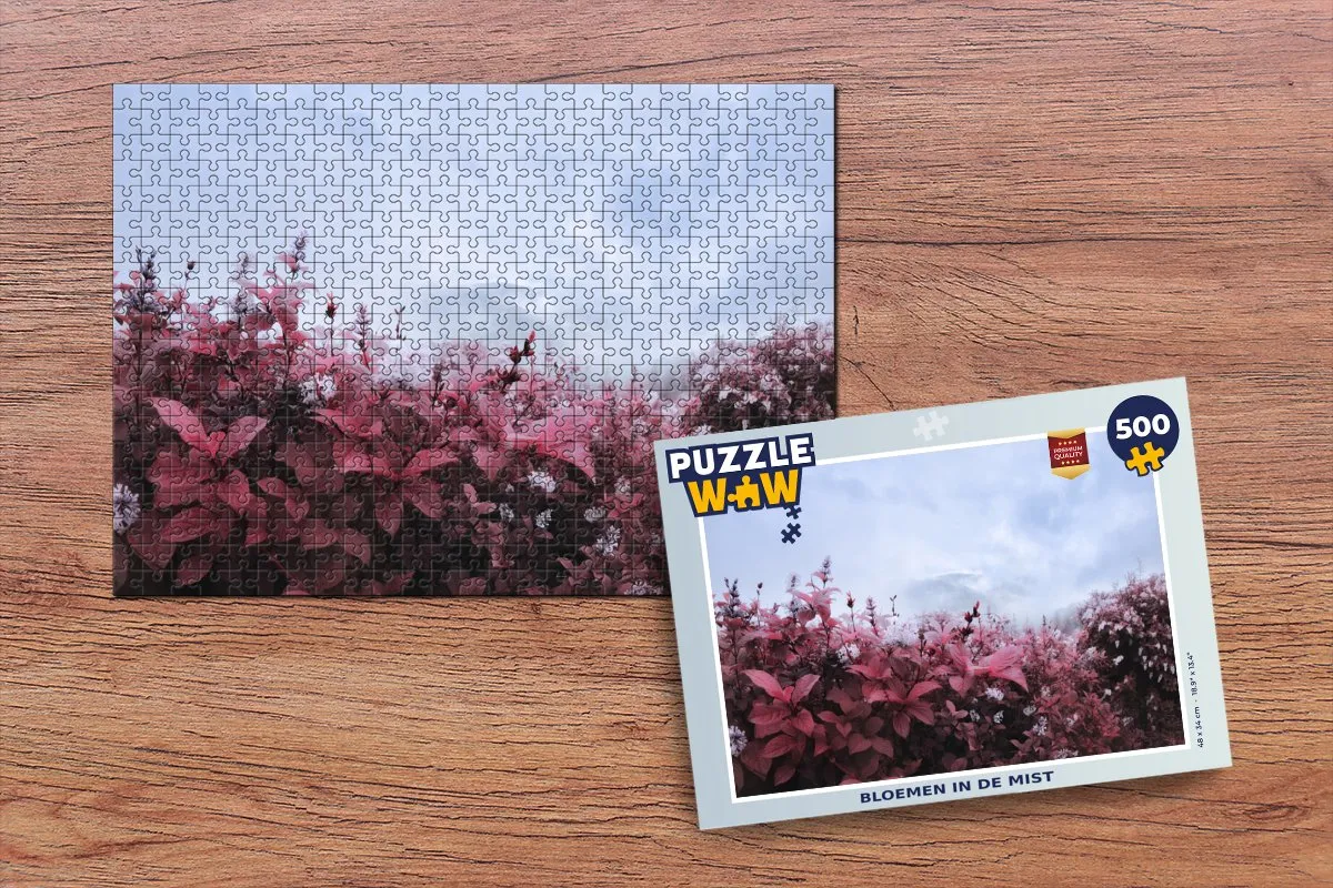 PuzzleWow Bloemen in de Mist Legpuzzel 500 Stuks - Multicolor