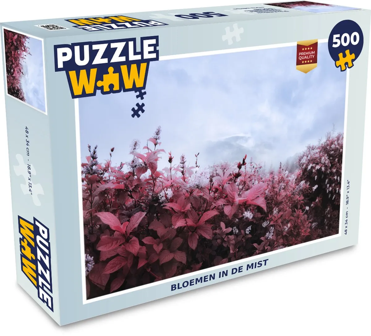 PuzzleWow Bloemen in de Mist Legpuzzel 500 Stuks - Multicolor