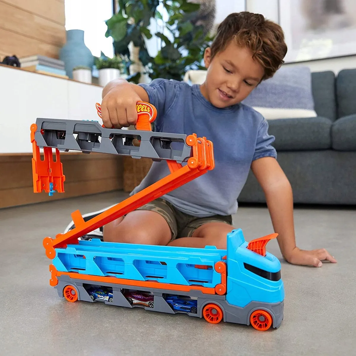 Hot Wheels Transporter 2-in-1 GHR47 Racebaan - 20+ Auto's - Multi