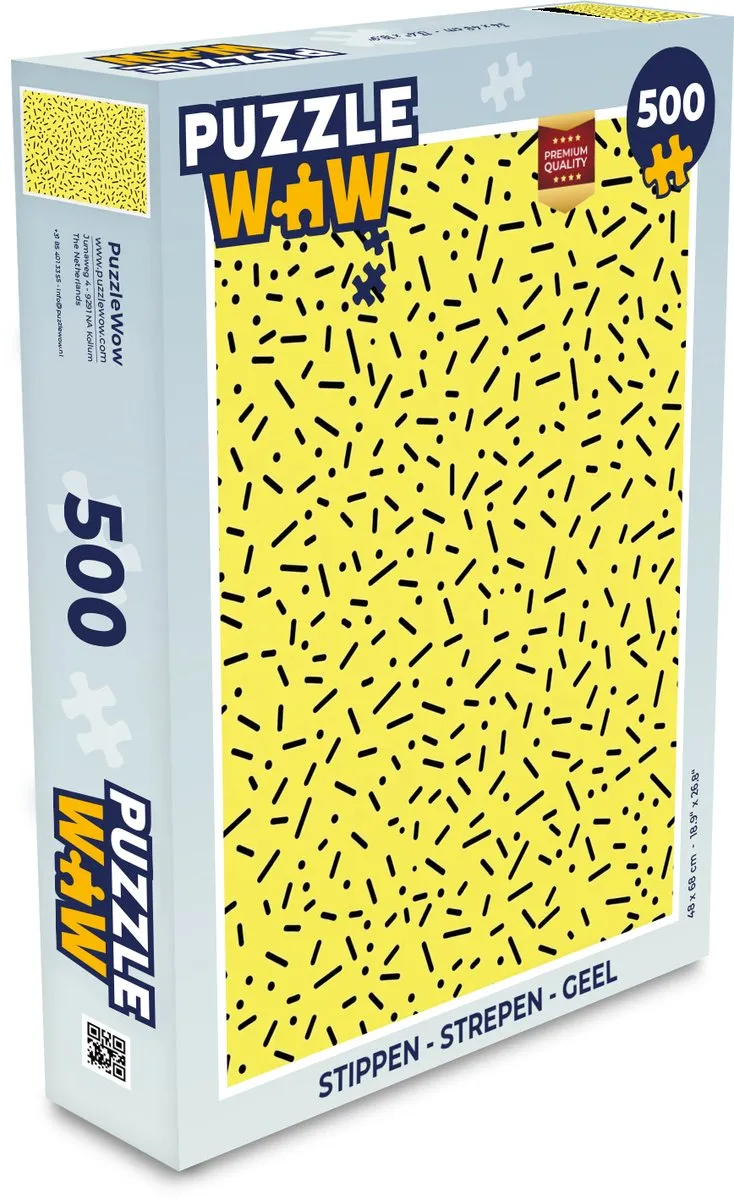 PuzzleWow Puzzel 500 Stuks - Strepen & Stippen Geel