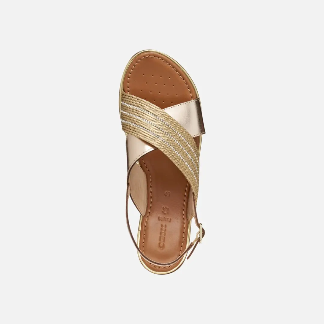 Geox Sozy Plus Dames Sandalen - Donker Goud/Licht Goud