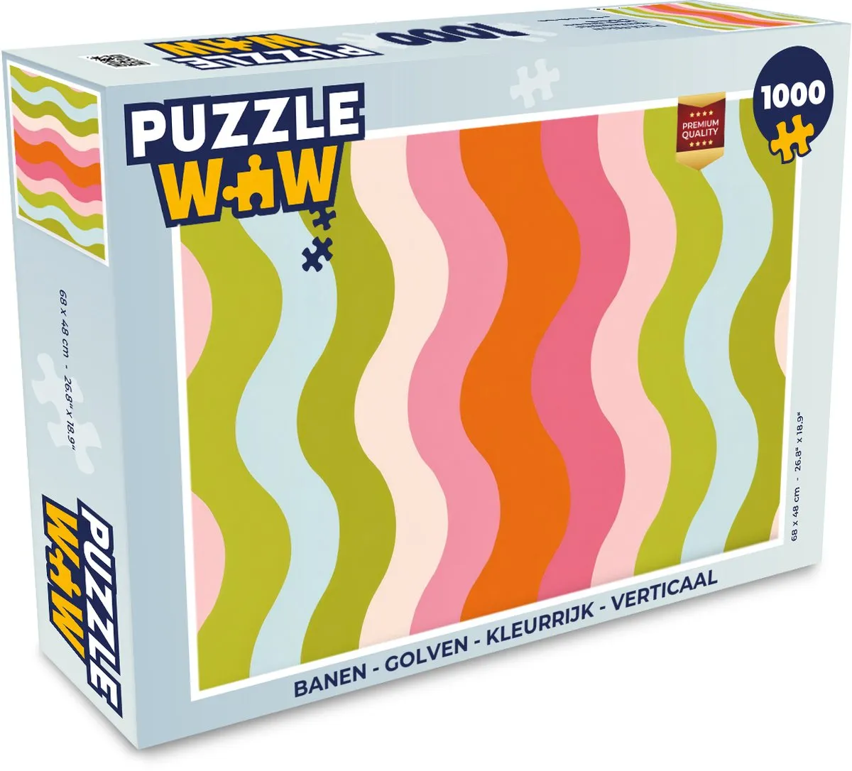 PuzzleWow Verticaal Legpuzzel 1000 Stuks - Banen Golven Kleurrijk
