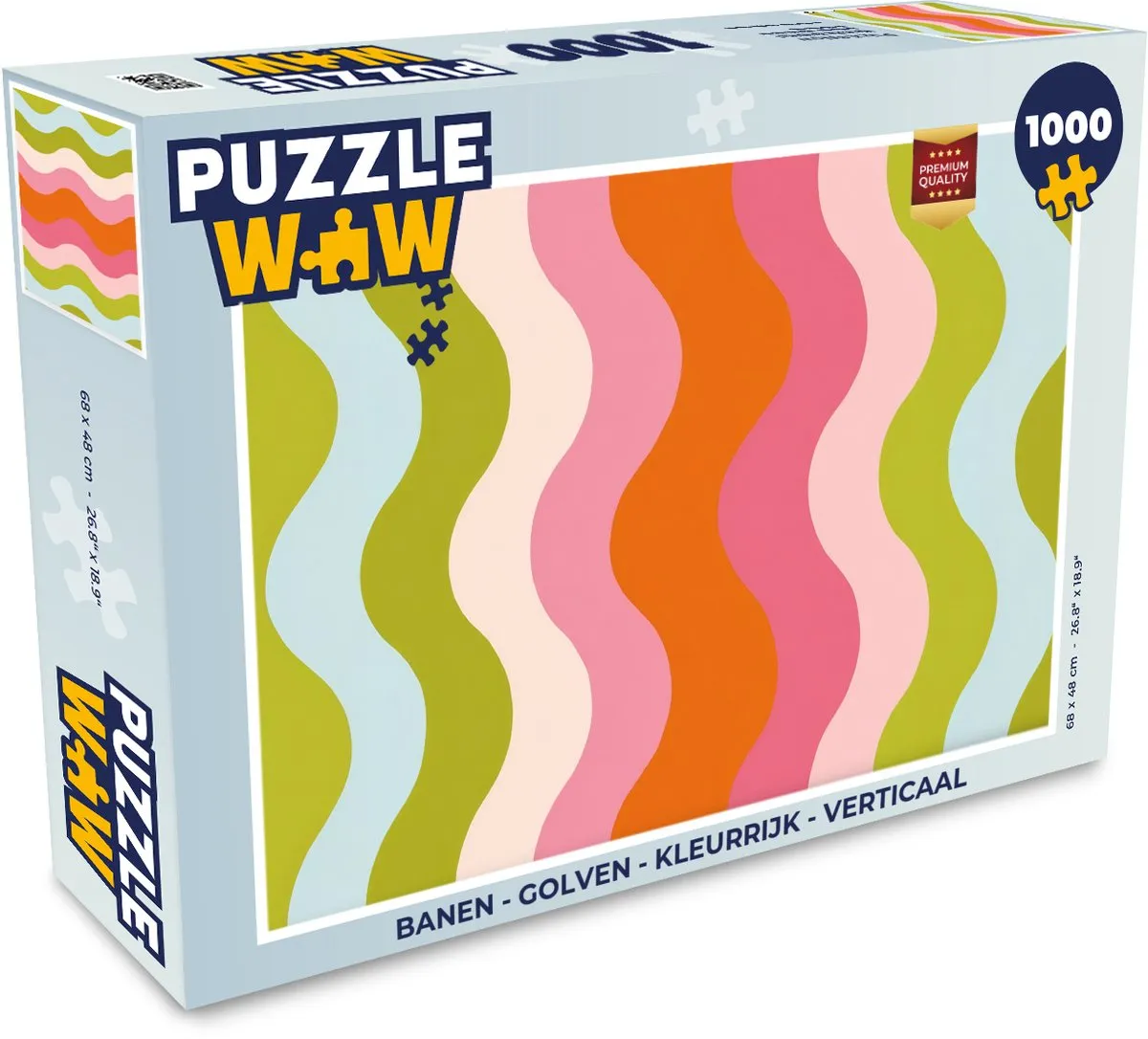 PuzzleWow Verticaal Legpuzzel 1000 Stuks - Banen Golven Kleurrijk