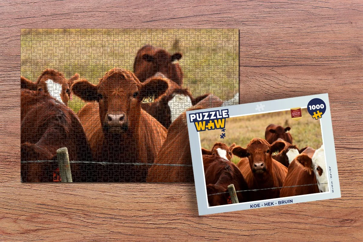 PuzzleWow Koe Dieren Hek Legpuzzel 1000 Stuks - Multicolor