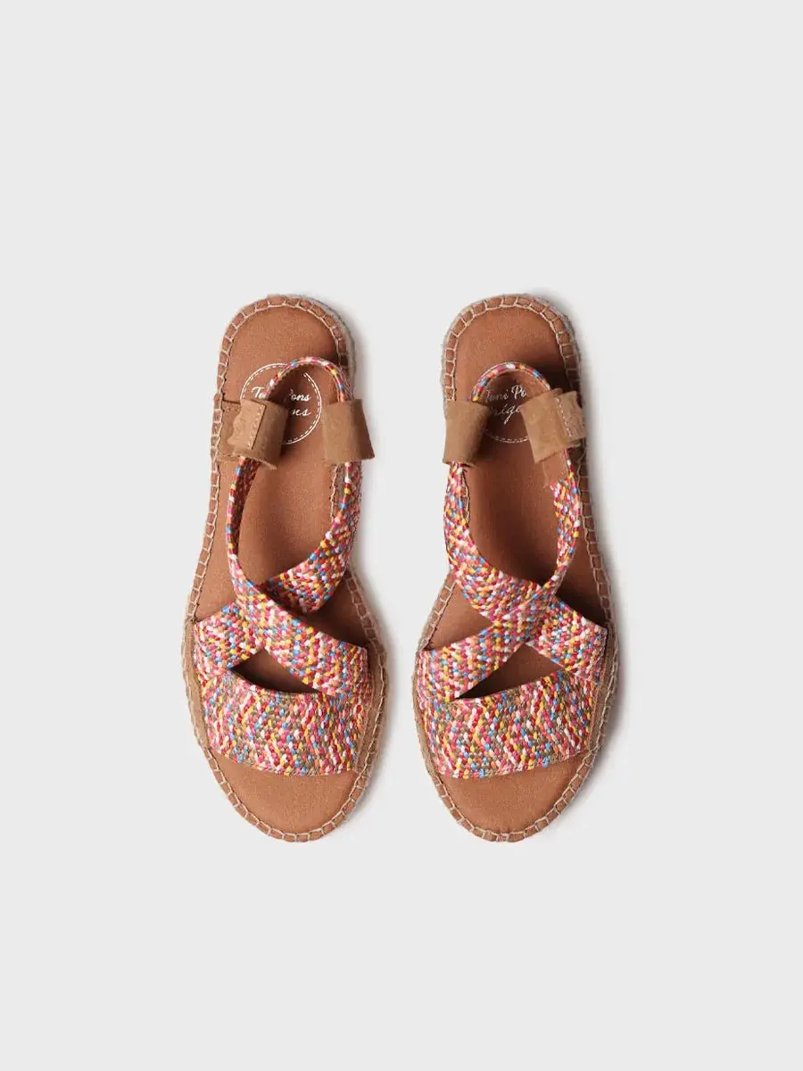 Open espadrille voor dames met veelkleurig elastiek