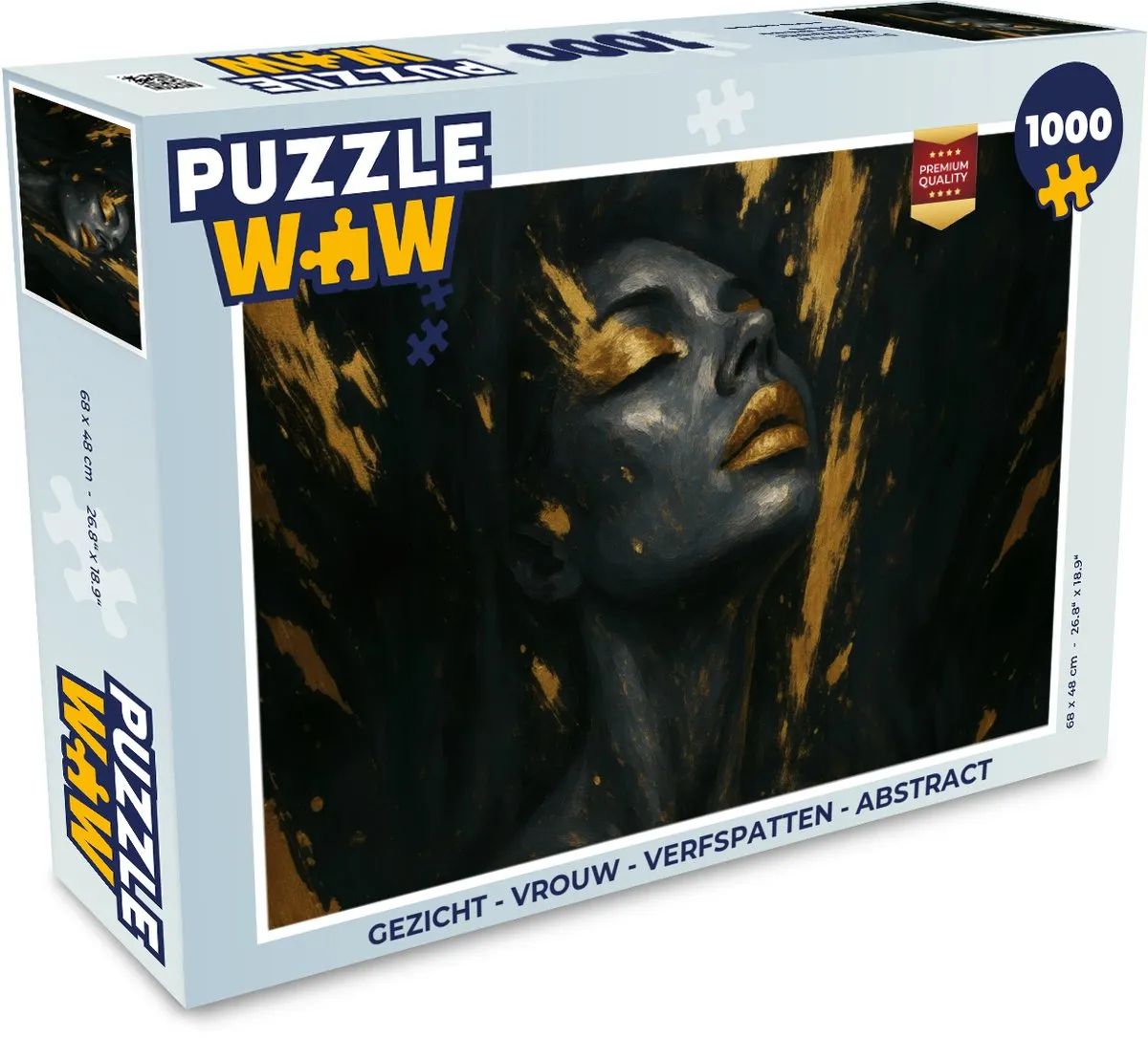 PuzzleWow Legpuzzel 1000 Stuks - Vrouw Gezicht Verfspatten