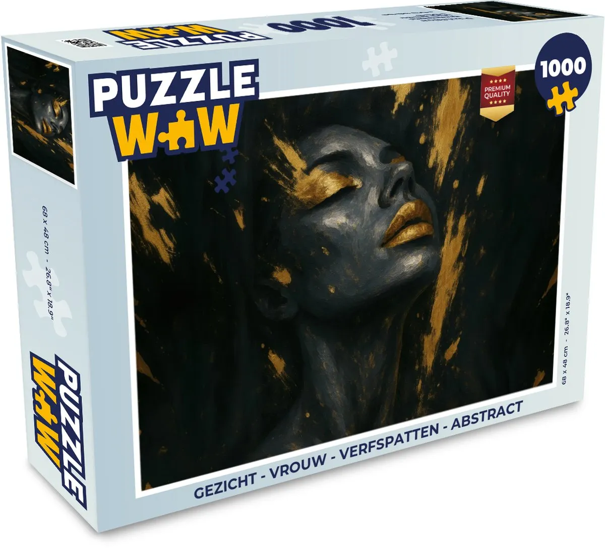 PuzzleWow Legpuzzel 1000 Stuks - Vrouw Gezicht Verfspatten