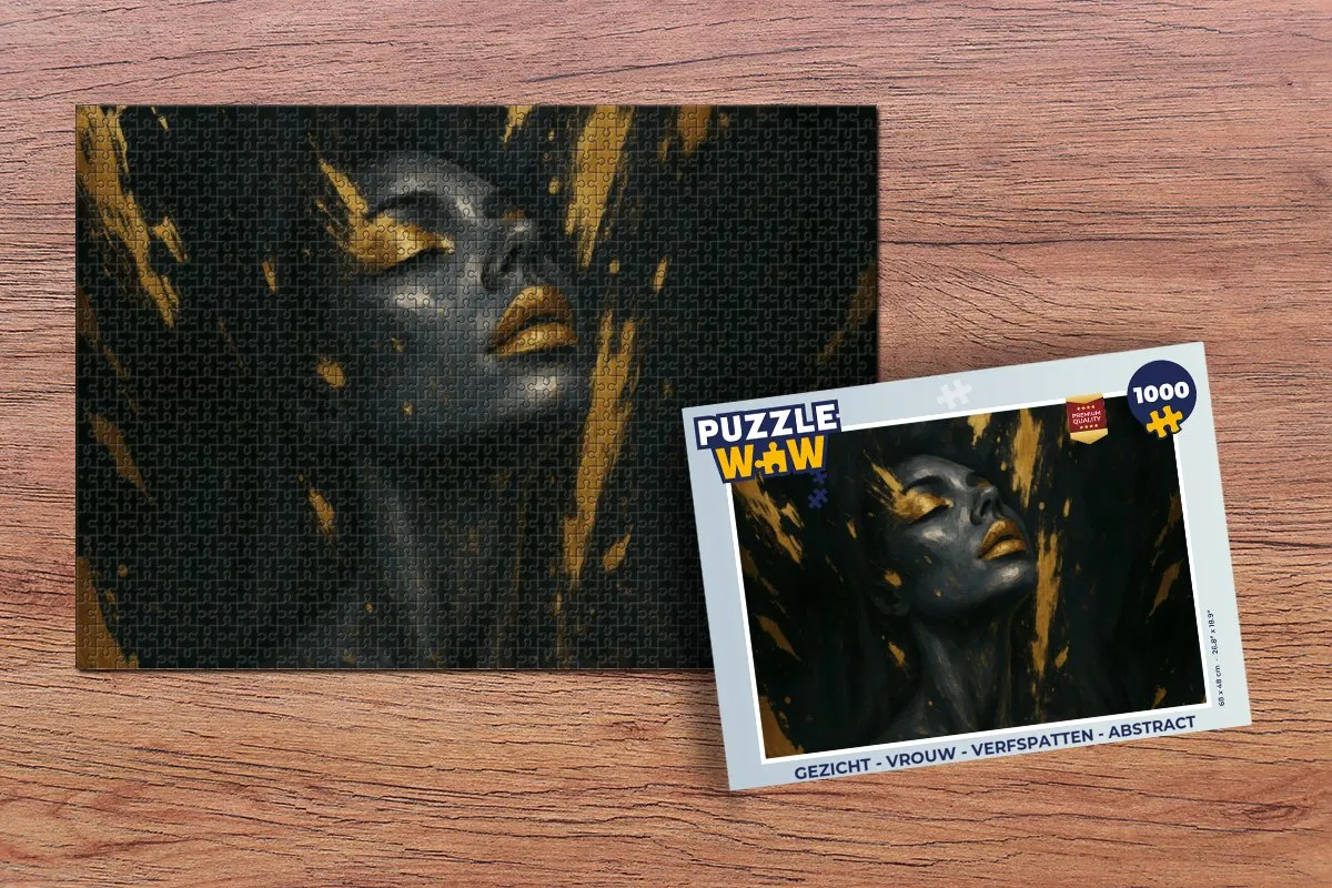 PuzzleWow Legpuzzel 1000 Stuks - Vrouw Gezicht Verfspatten