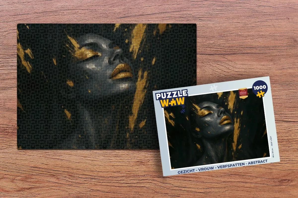 PuzzleWow Legpuzzel 1000 Stuks - Vrouw Gezicht Verfspatten