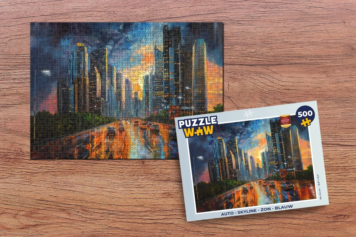 PuzzleWow Skyline Legpuzzel 500 Stuks - Blauw